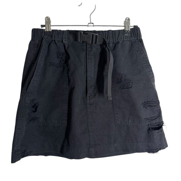 Carmar Black Distressed Belted Utility Mini Skirt UK 12 / US 8 A Line - Picture 3 of 8